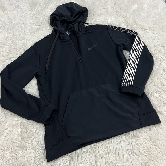 Nike Other - Men’s Nike Half-Zip Dri-Fit Long Sleeve Black hooded logo sleeve sweatshirt Med